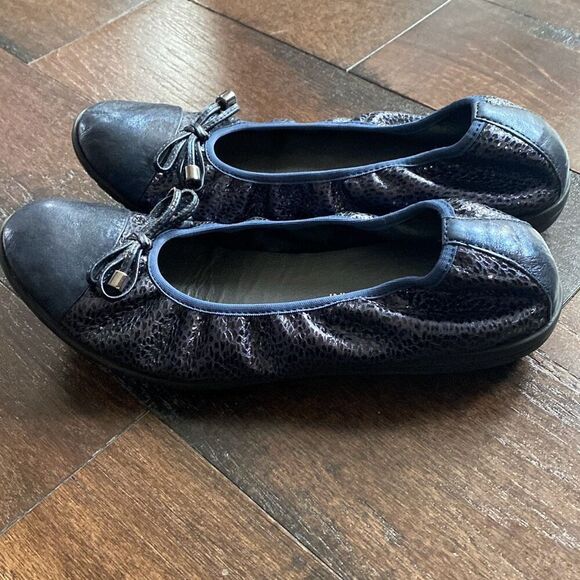 Giacomo Albiani ballet flats size shoes 8 womens navy blue leather comfort shoe - Picture 1 of 7
